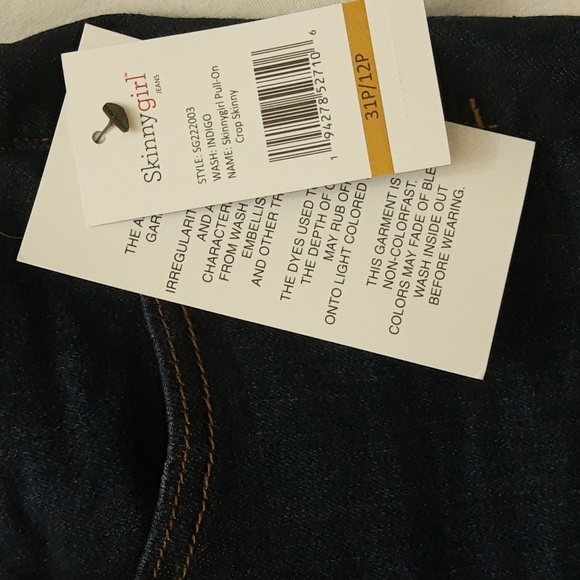 Skinnygirl Pull-On Mid-Rise Skinny Crop Jeans Injeanious Stretch Denim 12 Petite - Picture 5 of 14